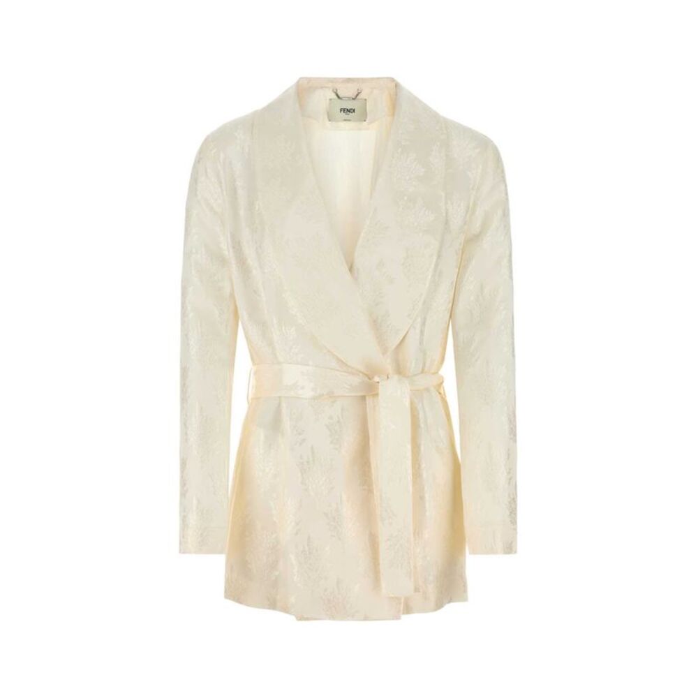 Fendi Women White Silk Blazer